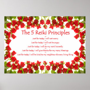 Poster Princípios Reiki com Rosas