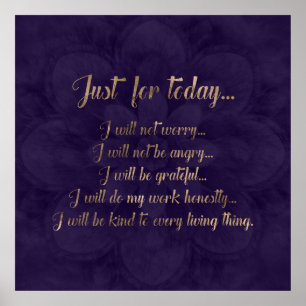 Poster Princípios Reiki - Ouro em lótus roxa