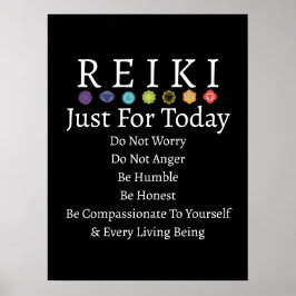 Poster Princípios Reiki - Preceptos Negros