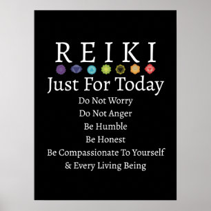 Poster Princípios Reiki - Preceptos Negros