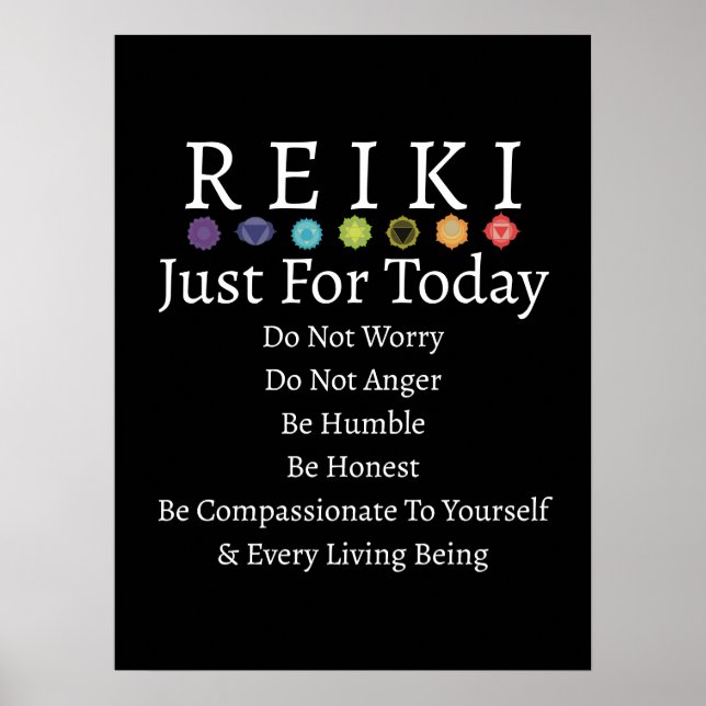 Poster Princípios Reiki - Preceptos Negros (Frente)