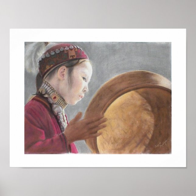 Poster Print of my Pastel of Afghani Girl (Frente)