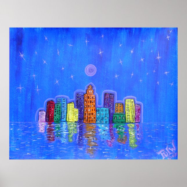 Poster Print -Starry City Night (Frente)