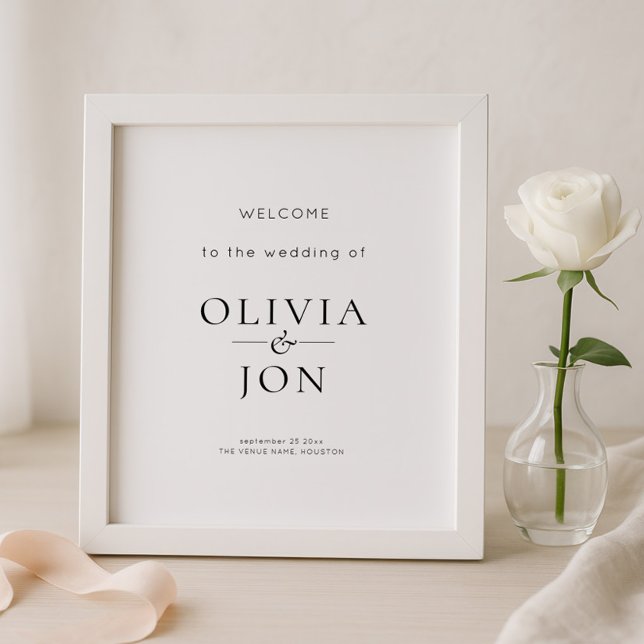 Poster Printable Black and White Wedding Welcome Sign (Criador carregado)