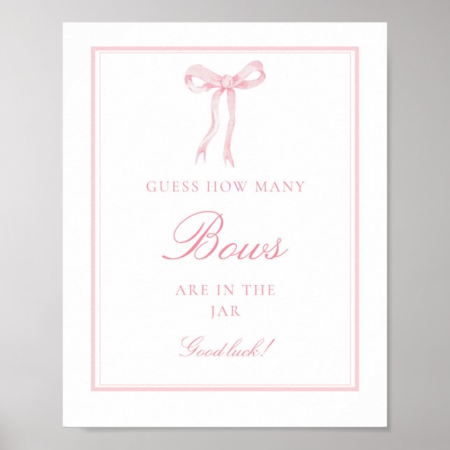 Poster Printable Coquette Pink Guess How Many Bows Game (Frente)