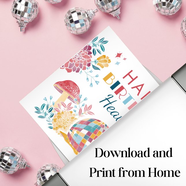 Poster Printable Disco Garden Party Happy Birday Sinal (Criador carregado)