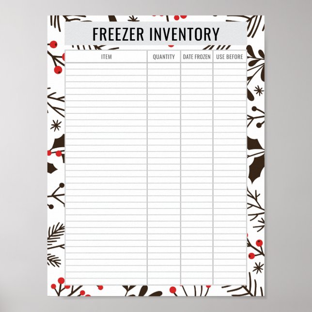 Poster Printable Freezer Inventory 8.5x11 Paper (Frente)