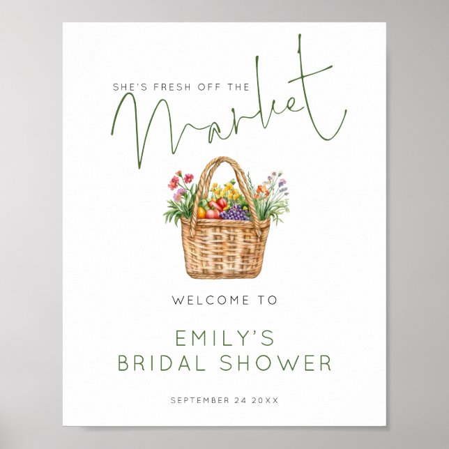 Poster  Printable Fresh off Market Welcome Bridal Shower (Frente)