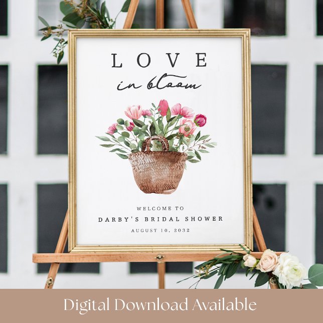 Poster Printable Love in Bloom Bridal Shower Welcome Sign (Criador carregado)