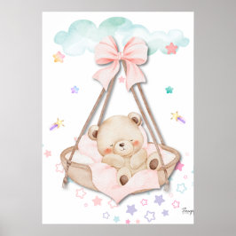 Poster Printable Sleeping Teddy Bear Wall Art 