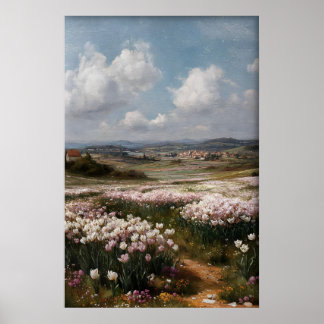 Poster Printable Tulips Wall Art, Antique Spring Flower