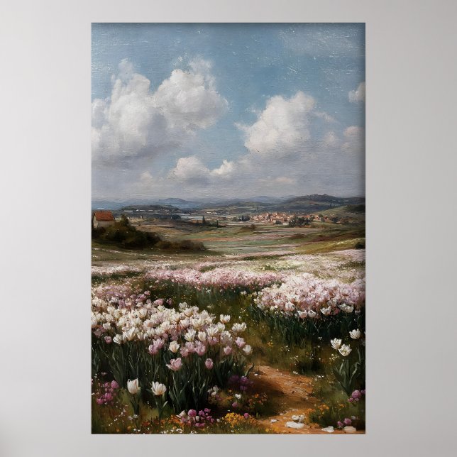 Poster Printable Tulips Wall Art, Antique Spring Flower (Frente)