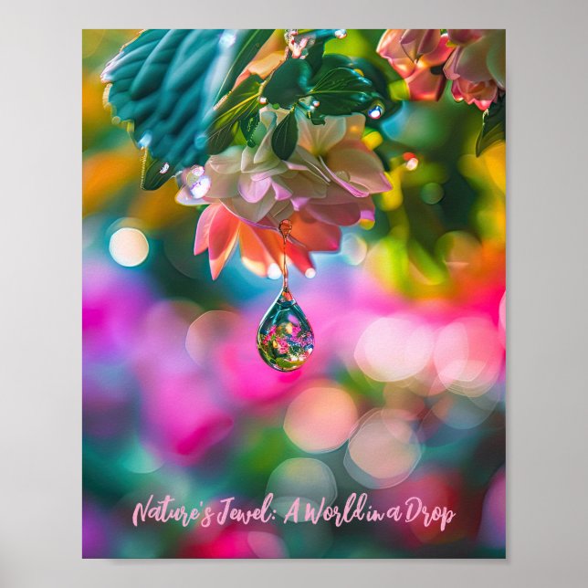 Poster Prisão da Natureza: Dewdrop on Flower Petal (Frente)