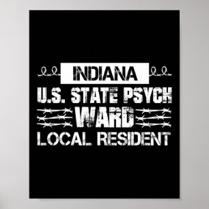Poster Prisão Estadual de Indiana dos EUA Psych Ward Coun