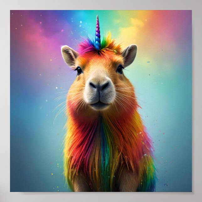 Poster Prismhorn: O Rainbow Capybaraicorn, (Frente)