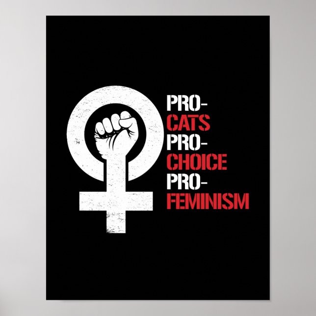 Pôster Pro-Cats Pro-Choice Pro-Feminismo — branco - (Frente)