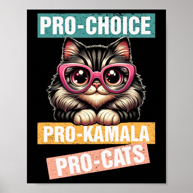 Poster Pro Choice Pro Kamala Pro Cat Kamala 2024 Para Pre (Frente)