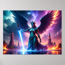 Poster Pro-Democracy USA Lady Liberty Warrior for Freedom