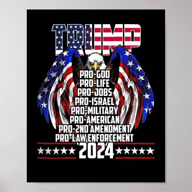 Poster Pro God Pro Life Po Jobs Pro Israel Pro 2024 (Frente)