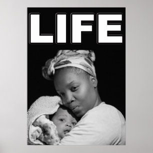 POSTER PRÓ-VIDA MÃE AFRICANA AMERICANA E BEBÊ