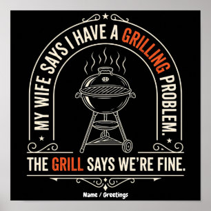 Poster Problema Divertido de Churrasco Humor de Churrasco