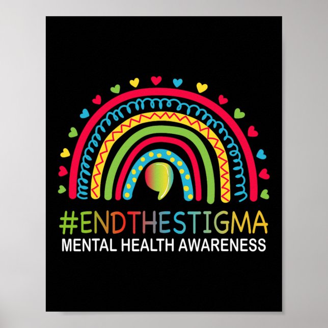 Poster Problemas Acabam Com O Estigma Rainbow Boho (Frente)