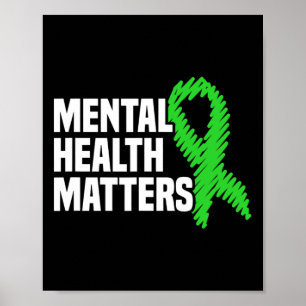 Poster Problemas de saúde Fita Verde Awarene mental