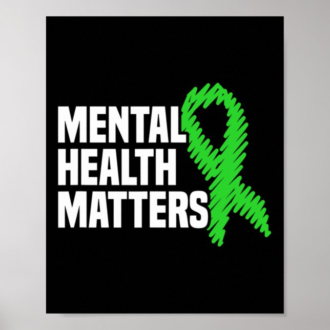 Poster Problemas de saúde Fita Verde Awarene mental (Frente)