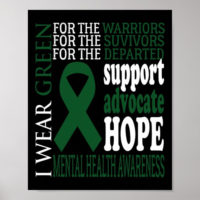 Poster Problemas de saúde Fita Verde Awarene mental (Frente)