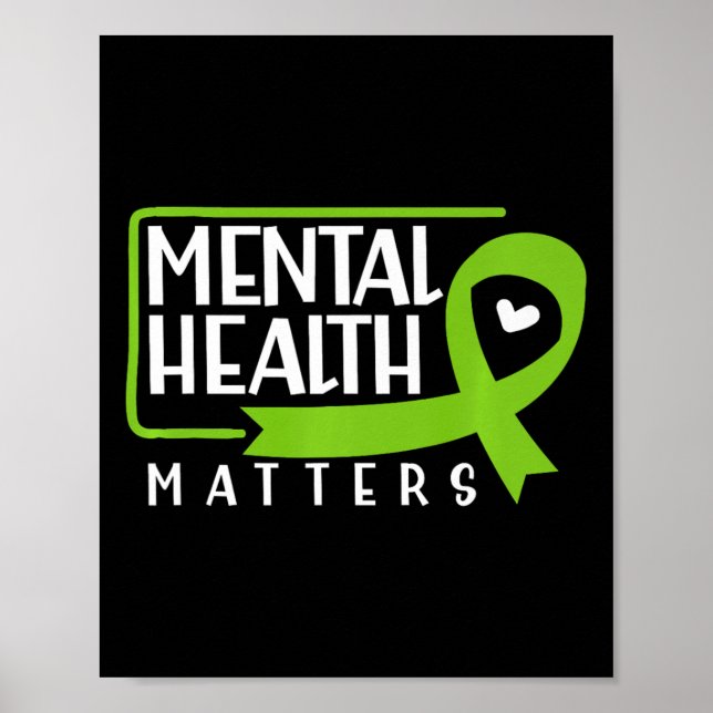 Poster Problemas de saúde Fita Verde Awarene mental (Frente)