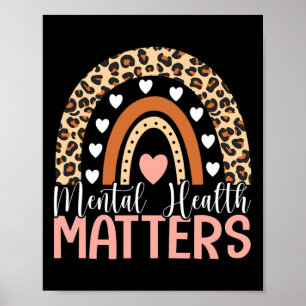 Poster Problemas de saúde Leopard Print Boho Rainbow Awar