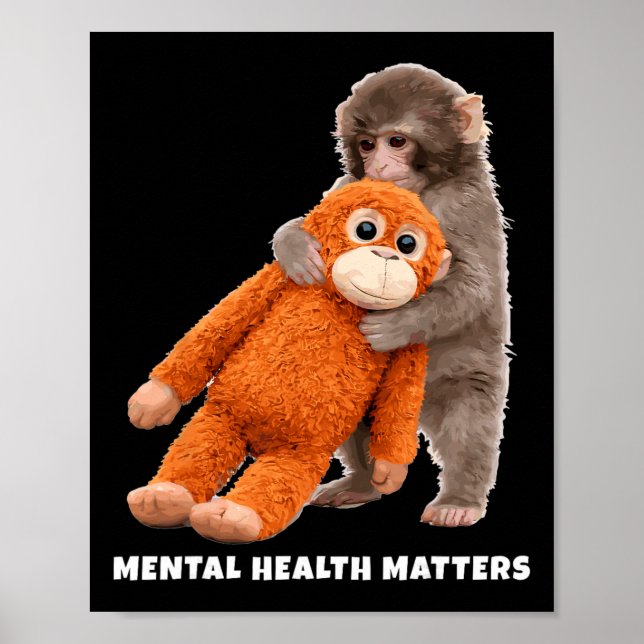 Poster Problemas de Saúde Mental do Meme do Macaco Socado (Frente)