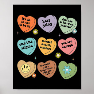 Poster Problemas de Saúde Mental Floral Cérebro Gráfico S