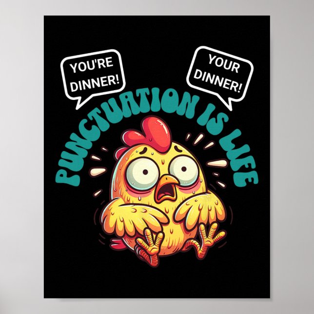 Poster Problemas Divertidos de Gramática Inglesa Frango P (Frente)