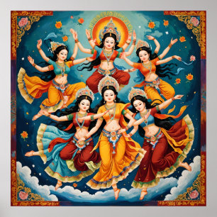 Poster Procissão de Dançarinos Celestiais - Thangka & Kal