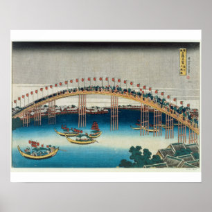 Poster Procissão sobre uma ponte (impressão do woodbloc