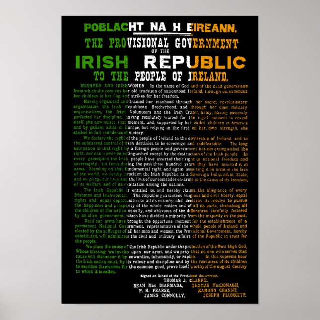Poster Proclamação da Ascensão páscoa da República Irland (Frente)