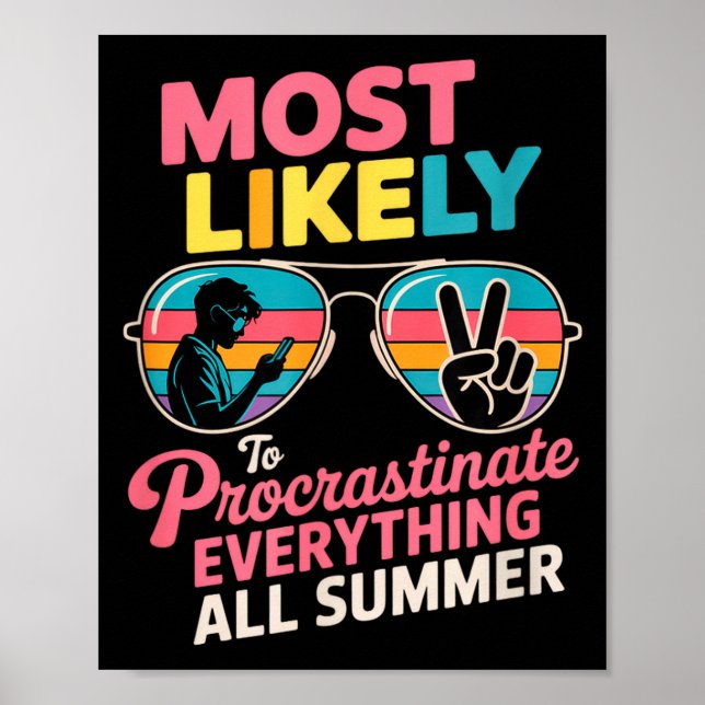 Poster Procrastinator Gift Funny Summer Quote Lazy Lifest (Frente)