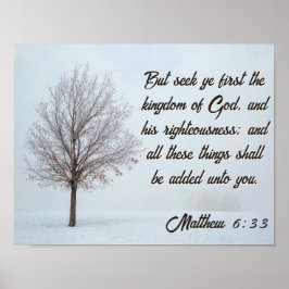 Poster Procurar primeiro a paisagem da árvore de inverno 