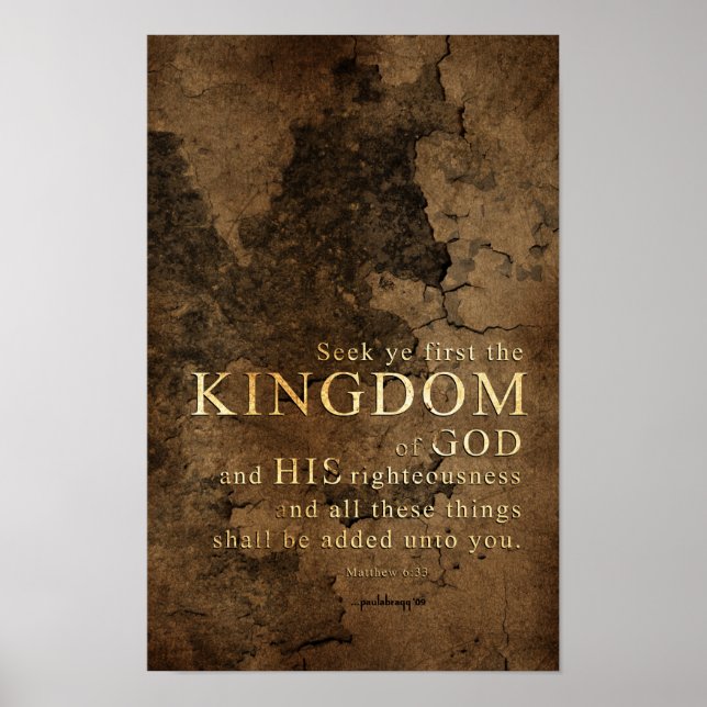 Poster Procurar primeiro o Reino - Escritura: Matthew 6:3 (Frente)