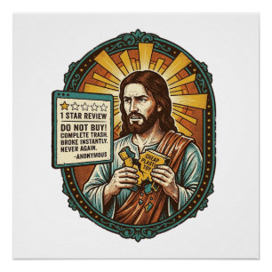 Pôster Produto de revisão de Jesus Influenciador Ruim Fal