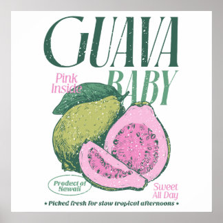 Poster Produto Vintage Guava Baby do Havaí Cozinha Retro