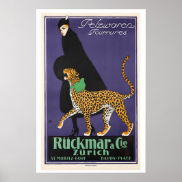 Poster Produtos de Pele Fourrures Zurique Suíça Vintage