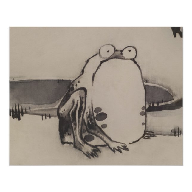 Pôster Produtos Hortícolas e Insetos de Woodblock de Sapo (Frente)