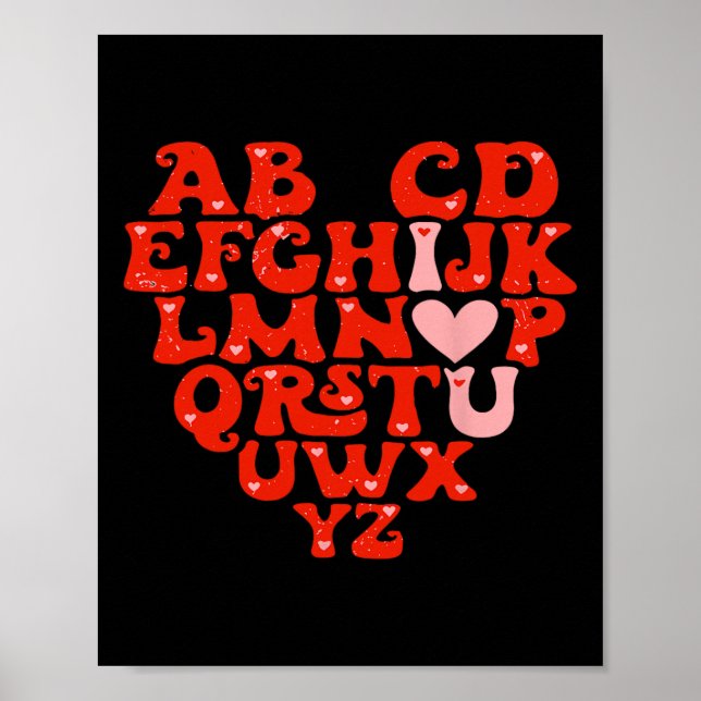 Poster Professor Abc Alfabeto Eu Te Amo Coração Presentes (Frente)
