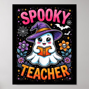 Poster Professor Assustador Fantasma Bonito Lendo Livro D