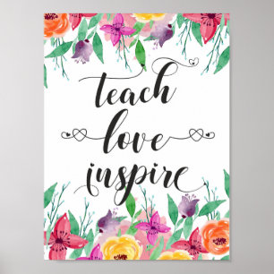 Poster Professor Dando Presente Ensinar Amor Inspire Cita