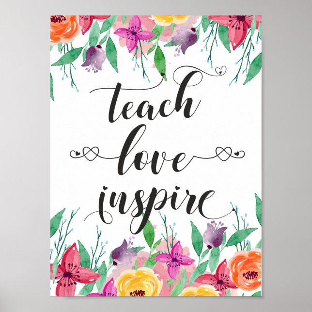 Poster Professor Dando Presente Ensinar Amor Inspire Cita (Frente)