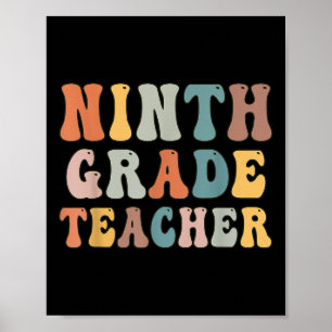 Poster Professor de 9º ano Groovy Vintage de volta às aul
