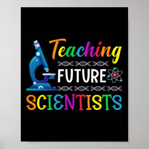Poster Professor de Ciências ensinando a futuros cientist